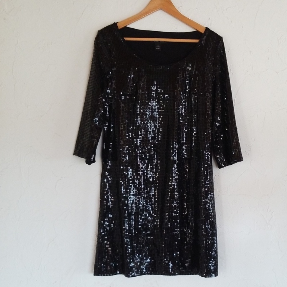 WHBM Black Sequin Dress Sz M